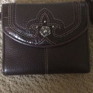 Cute EUC Brown Leather Brighton Crossbody Wallet